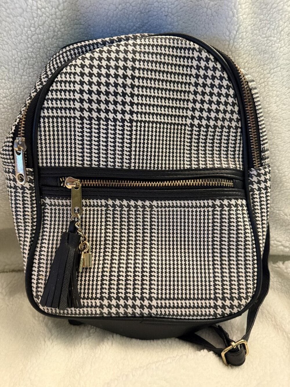 Icing Backpack Mini Stylish Houndstooth Black and White Pattern 10x8x4
